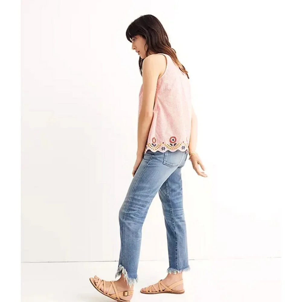 NWT MADEWELL Embroidered gingham top - Picture 2 of 7